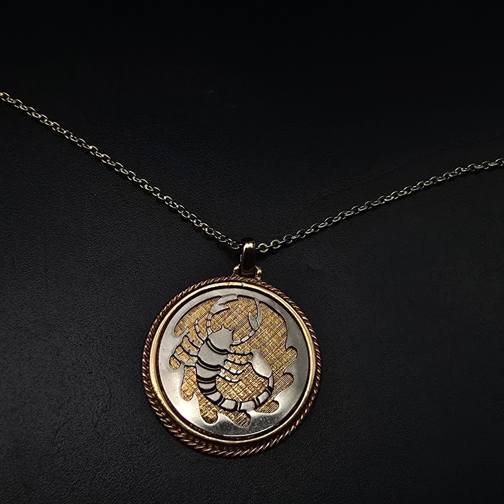 Avon Scorpio Zodiac Necklace Two Tone Vintage Costume Jewelry